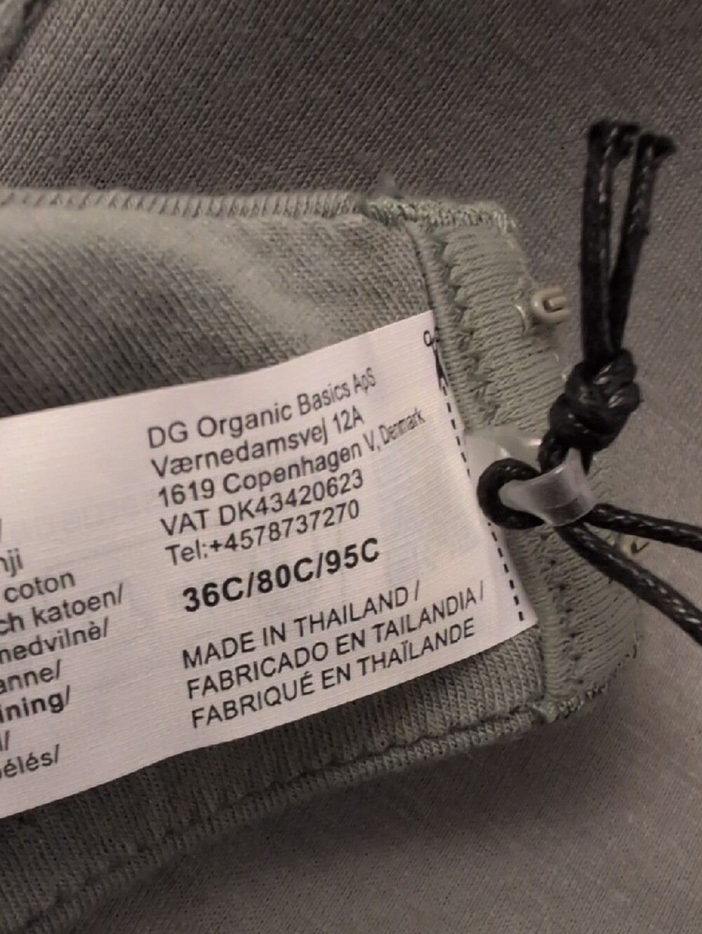 NWT Organic Basics Core Full Coverage Underwire Bra Seaweed Grey Green - 36C - Picture 9 of 10